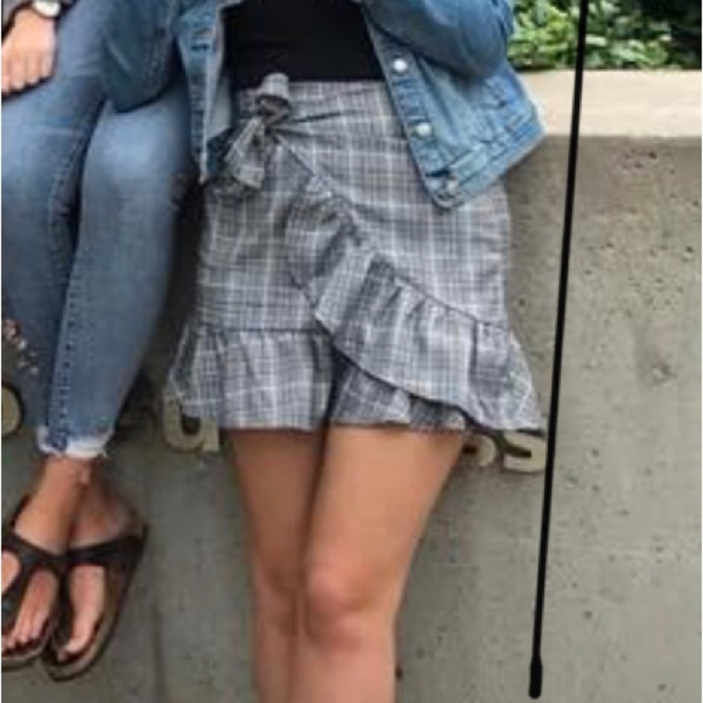 Lumiere Plaid Print Ruffled Hem Skirt